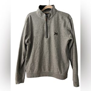 Johnnie O women’s gray University of Michigan quarter zip, size small